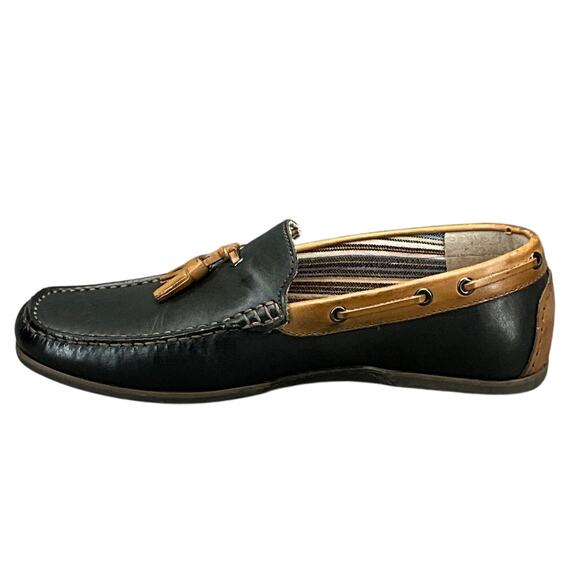 G.H. Bass Howell Black Brown Leather Tassel Slip On Driving Loafer Men 9M - Picture 3 of 11